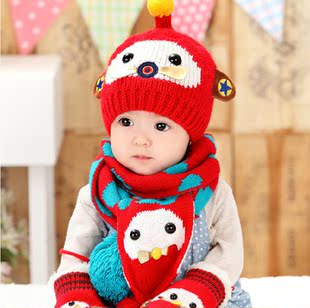 婴儿帽子秋6-12个月男女宝宝帽子1-2岁儿童帽子小孩毛线帽套头帽