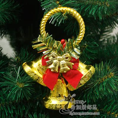 圣诞节新年场景双铃铛三铃铛金色银色挂件 橱窗场景布置单品