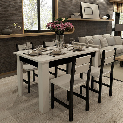 包邮厂家直销现代简约时尚餐桌椅子组合6人实木长方形饭馆小户型