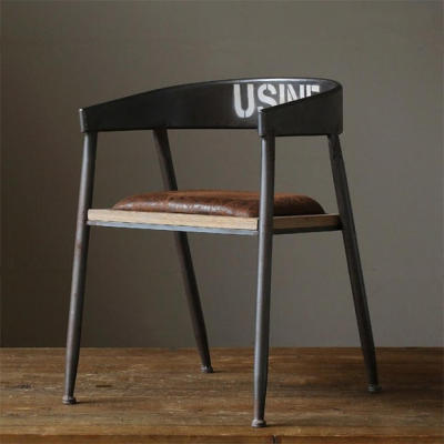 欧式酒店餐椅子实木简约休闲饭桌椅loft复古铁艺吧台椅宴会咖啡椅
