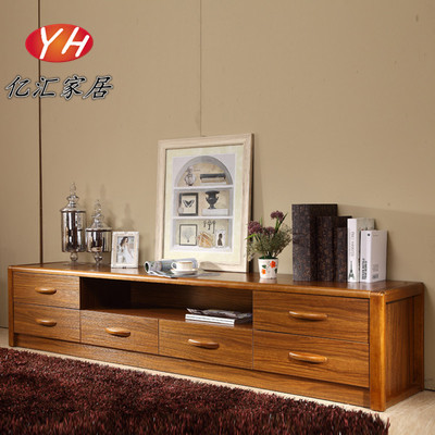 实木电视柜现代中式墙柜客厅地柜2.2米储物柜抽屉柜茶几组合厅柜