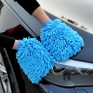 雪尼尔洗车手套双面珊瑚虫毛绒清洁擦车手套抹布加厚汽车专用手套