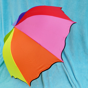 复古宫廷遮阳雨伞折叠雨伞波浪花边彩虹纯色简洁时尚大方防紫外线
