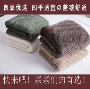 纯色网眼珊瑚绒毯冬季加厚法兰绒毯子双层拉舍尔毛毯blanket warm