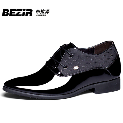 BEZIR婚鞋增高鞋男式8cm商务正装皮鞋尖头男士隐形内增高男鞋夏