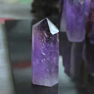水玉冰魄 天然紫水晶摆件 紫晶把玩 水晶柱 六棱柱 原石摆件 灵修