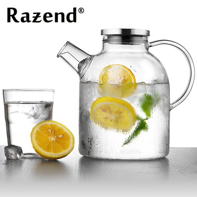 RAZEND/冷水壶玻璃耐热凉水壶 大容量花茶壶水杯套装果汁壶 1.8升