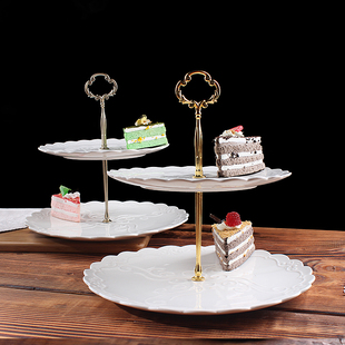 HYU水果盘客厅现代多层欧式创意下午茶点心架子双层蛋糕托盘家用