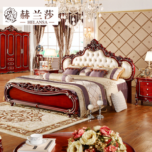 欧式床双人床1.8米新古典现代实木床皮床 新古典美式床公主床家具