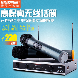 特美声Temeisheng W-989无线话筒一拖二家用KTV用专业无线麦克风