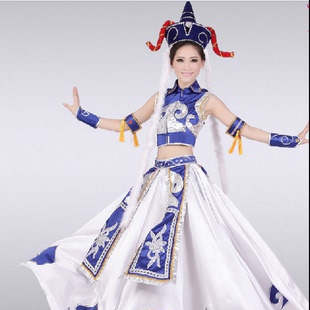 新款蒙古族服装少数民族女装蒙古舞蹈演出服舞台表演服大摆裙