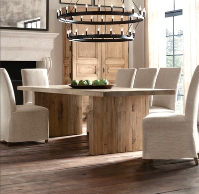 北欧/宜家实木餐桌椅工业风原木桌复古做旧办公桌loft工作台新款