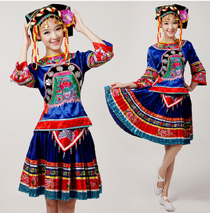 苗族少数民族服装女装土家族舞蹈演出服装壮族瑶族演出服秧歌服装