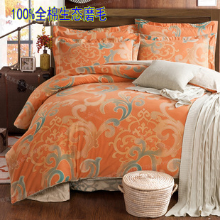 冬季花卉纯棉加厚生态磨毛床上用品四件套被罩床单全棉1.8/2.0m米