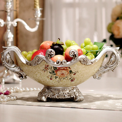 家居装饰品摆件欧式水果盘奢华大号果盆客厅创意时尚高档树脂果盘