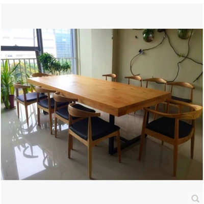 天鸥复古实木长方形办公桌西餐厅餐台咖啡厅桌子洽谈桌木桌工作台