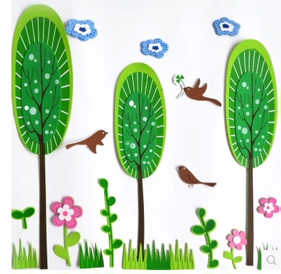 大型EVA立体墙贴 新款幼儿园教室环境布置 泡沫绿化树 大树小鸟