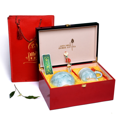 陶瓷茶叶罐 哥窑大号双罐高档礼盒装 木质创意包装礼品 半斤装