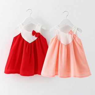 2016夏季新款韩版女童装1-4岁宝宝纯棉吊带连衣裙婴儿可爱公主裙