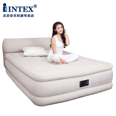 INTEX家用充气床豪华气床垫子靠背线拉双人充气床垫加厚气垫床