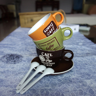 【天天特价】欧式创意卡布奇诺咖啡杯高档炻瓷杯碟简约咖啡杯套装