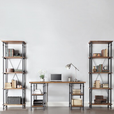 简约现代铁艺置物架书架客厅落地隔断架子创意实木多层储物陈列架