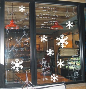 特价圣诞节雪花片窗户玻璃贴饰新年装饰窗贴商铺店铺可移除墙贴纸