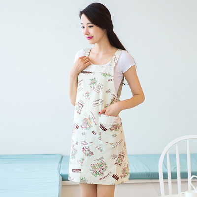 韩版时尚围裙厨房成人罩衣纯棉无袖防油工作服围裙定制包邮女