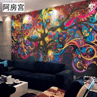 无纺布3d立体电视背景墙壁纸主题抽象酒吧咖啡厅欧式个性大型壁画