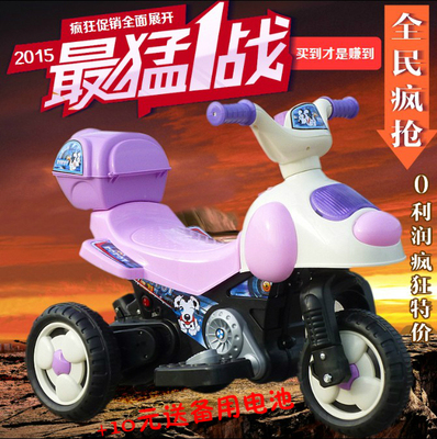 新款儿童米奇电动三轮车宝宝熊猫甲壳虫摩托车太空狗充电玩具车