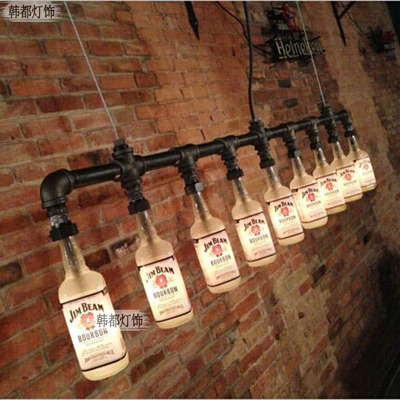 韩都酒瓶灯瓶子玻璃吊灯loft工业风格酒吧咖啡厅复古灯饰水管吊灯