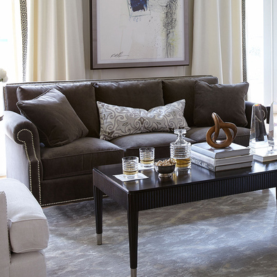 【映水兰香】原创品牌客厅卧室样板间新古典时尚实木布艺三人沙发