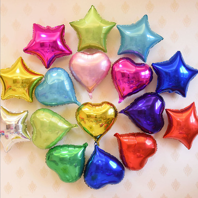 10寸心形五角星铝膜气球婚礼婚庆生日派对聚会活动布置装饰用品