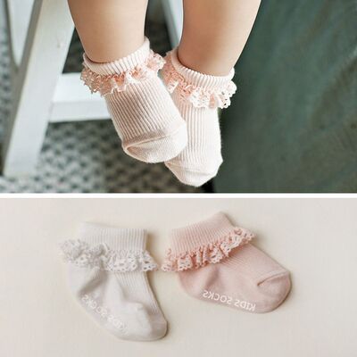 2016韩国秋季新品儿童花边袜婴儿纯棉公主袜0-4岁宝宝防滑地板袜