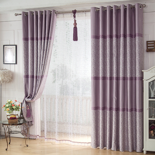 成品定制窗帘窗纱加厚双面提花全遮光布定制窗帘简约高档欧式风格