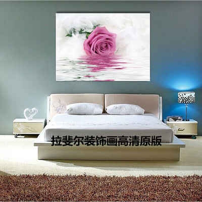 单幅现代装饰画床头挂画卧室无框画玫瑰 简约餐厅背景墙画壁画