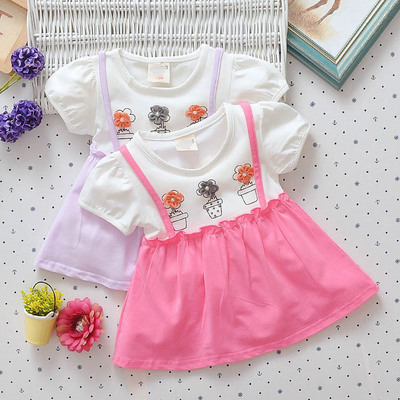 6个月女宝宝公主裙婴儿衣服新款夏装女童拼接纯棉连衣裙0-1-2岁半