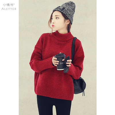 小情书°2016秋季新款高领套头毛衣女装韩版加厚冬天短款针织衫