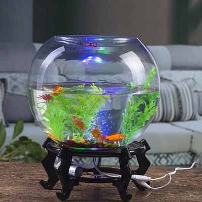 新奇特创意鱼缸微景观办公桌面玻璃鱼缸生态迷你小金鱼缸灯光充氧