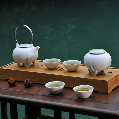 古婺窑火 鼎壶 茶叶罐 玉青瓷 陶瓷 茶具套装 茶盘 套装特价包邮