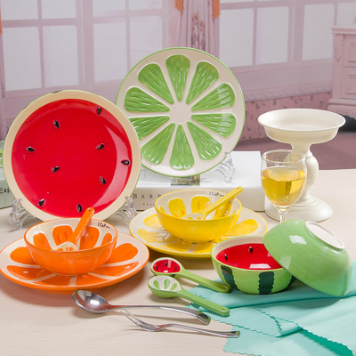 包邮日式陶瓷碗创意居家可爱卡通米饭碗汤碗手绘水果陶瓷碗甜品碗