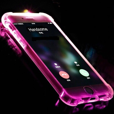 创意潮女苹果7来电闪光发光iphone8plus透明软硅胶6s防摔手机壳男
