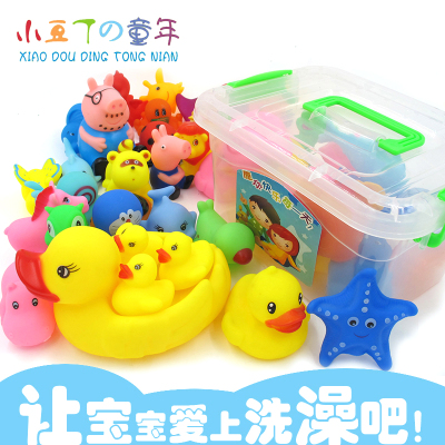 婴儿洗澡玩具捏捏叫小鸭子 宝宝戏水洗澡玩具 大黄鸭儿童洗澡玩具