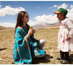 春秋西藏旅游波西米亚民族风斗篷冬天加厚围巾开叉披肩外套两用