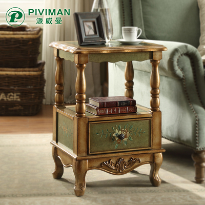 美式沙发边几角几床头柜储物柜现代简约欧式小茶几移动木质扶手柜