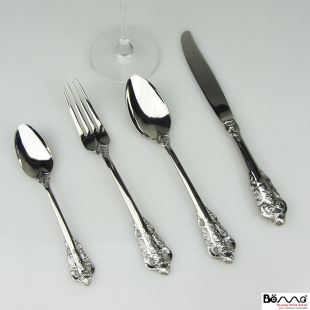 出口德国304欧式西餐刀叉勺汤勺银色下午茶套装复古勺子餐具创意