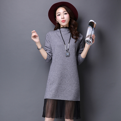新款韩版女装中长款套头针织毛衣修身百搭打底衫大码长袖羊毛衫潮