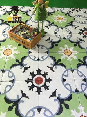 西班牙艺术瓷砖 欧式绿色花片200厨房阳台卫生间拼花地砖墙砖防滑