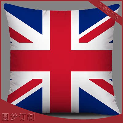 DIY个性定制订做英国旗抱枕靠垫 缎面 水晶绒 包邮