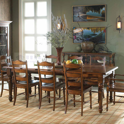 美式实木餐桌 伸缩式餐桌 欧式餐桌椅组合实木饭桌